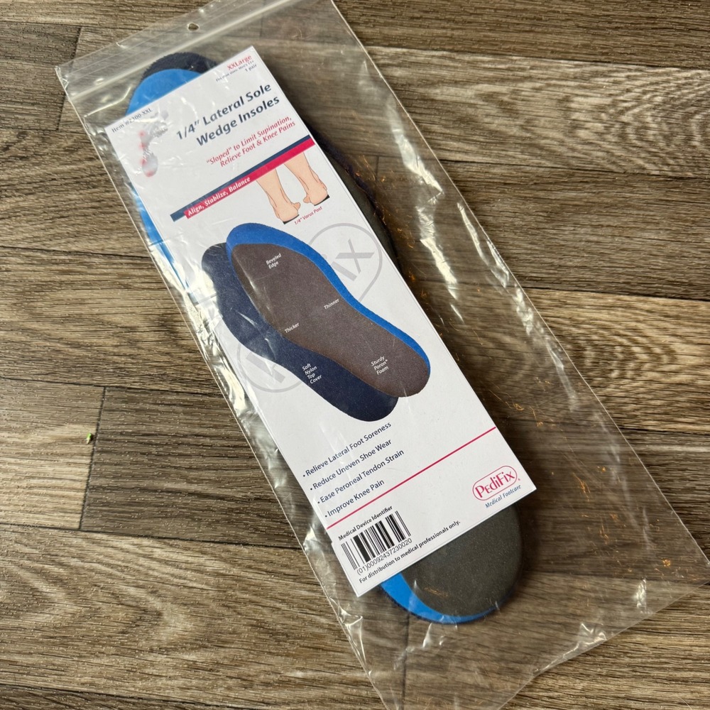 PediFix Lateral Sole Wedge Insoles Men XXL Blue 1/4 Inch Supination Relief 2300